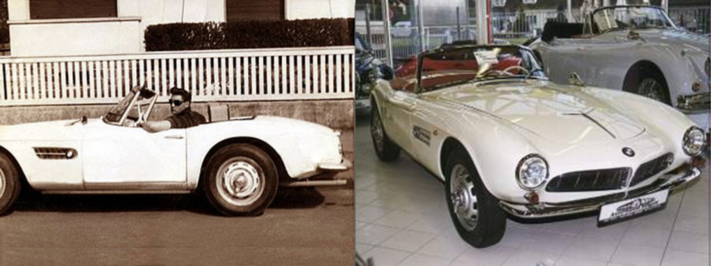 Elvis in Germany in 1958-59 in one of his two BMW 507s: