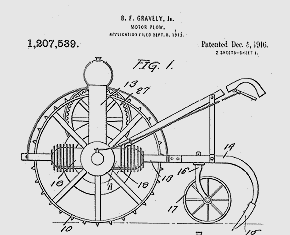 Photo of Gravely Patent Drawing Moter Plow