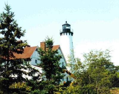  Point Iroquois Light on Lake Superior near Brimley in Michigan's upper peninsula. 