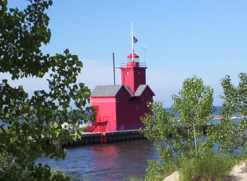  Holland light on Lake Michigan at Ottawa Beach near Holland State Park. 